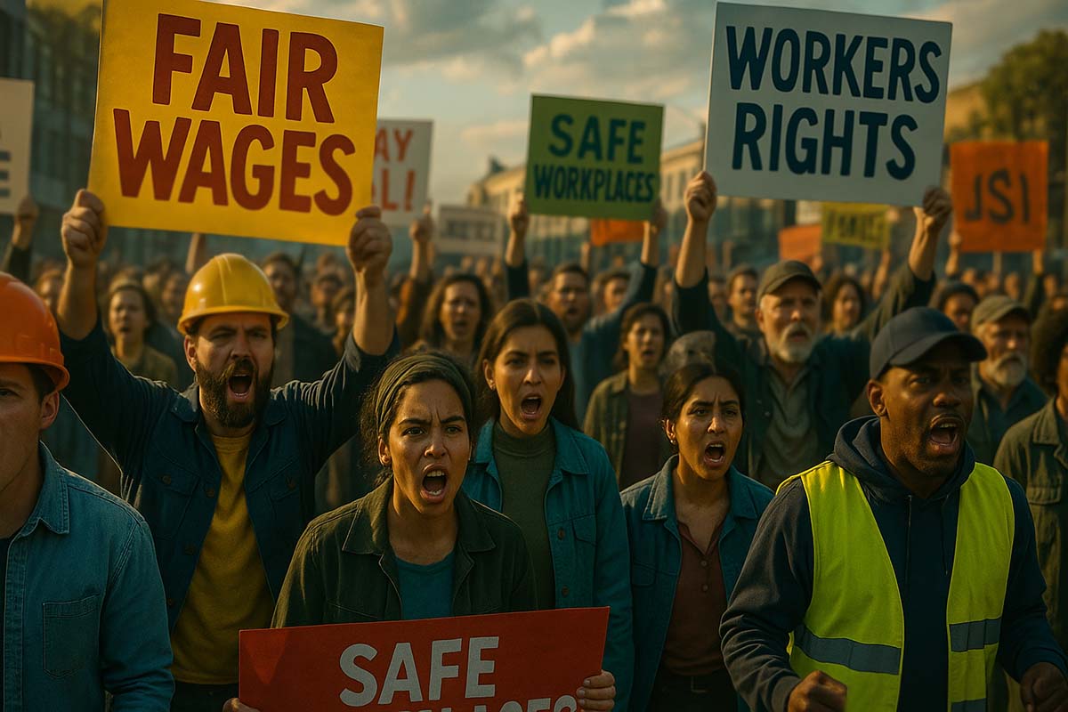 Workers demanding fair conditions